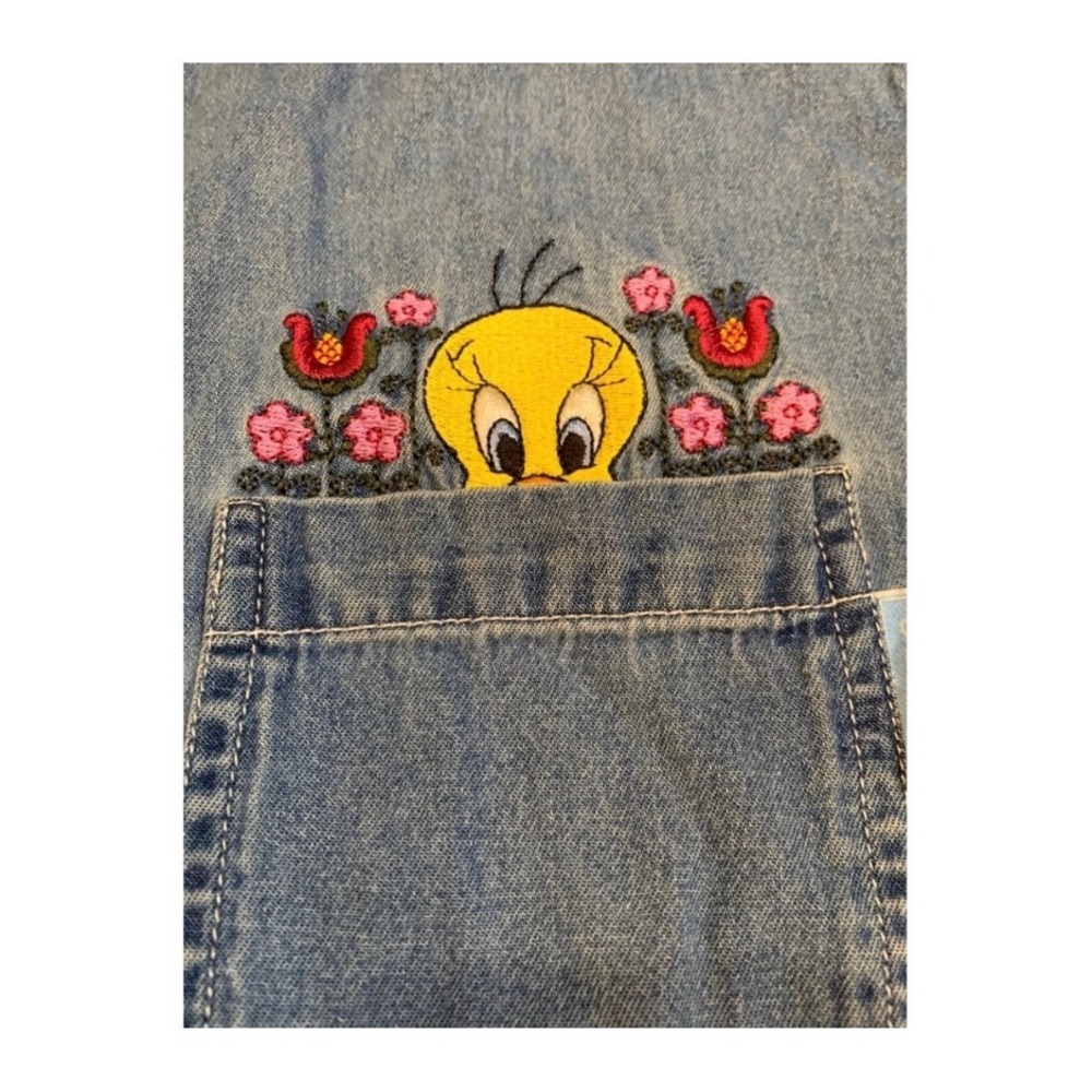 Looney Tunes Tweety Bird Denim Shirt Vintage 90s Y2K Streetwear Retro 22W/24W